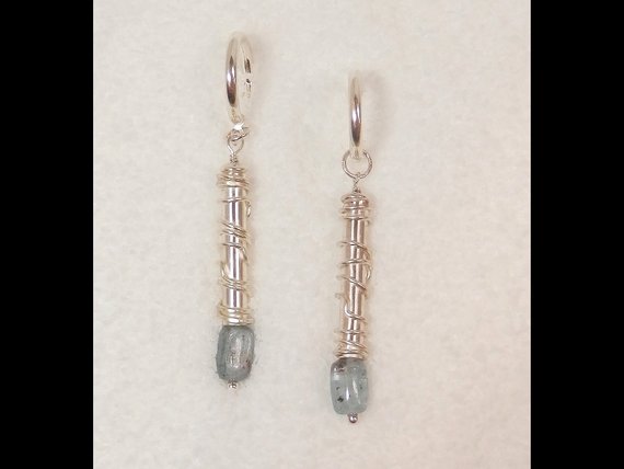 Kyanite Earrings With Hand Fabricated Sterling